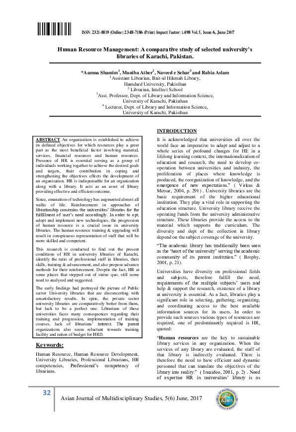 (PDF) Human Resource Management: A comparative study of selected ...