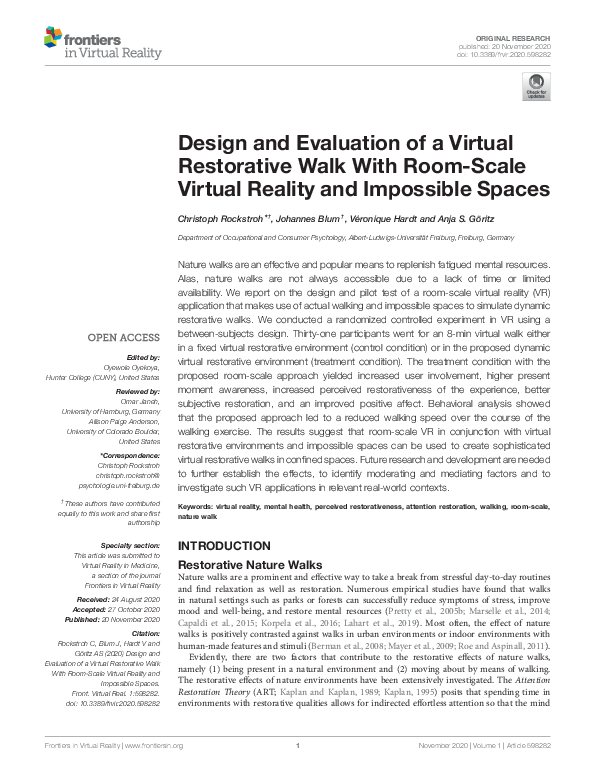 (PDF) Design and Evaluation of a Virtual Restorative Walk With Room ...