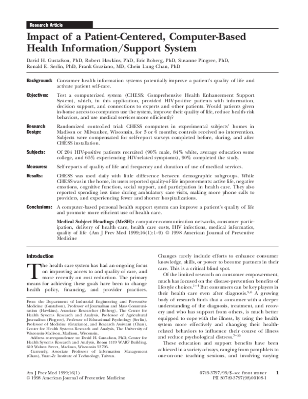 (PDF) Impact of a patient-centered, computer-based health information ...