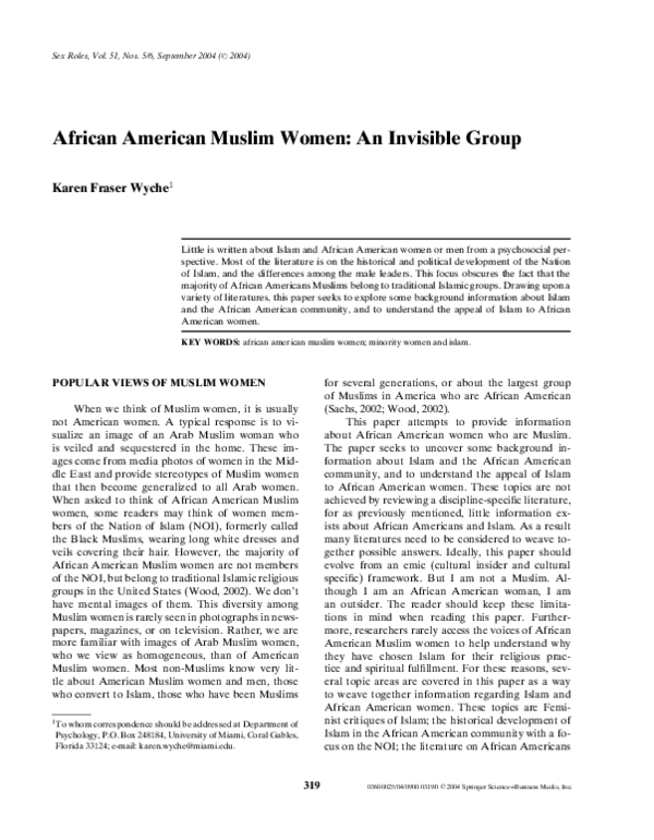 (PDF) African American Muslim Women: An Invisible Group