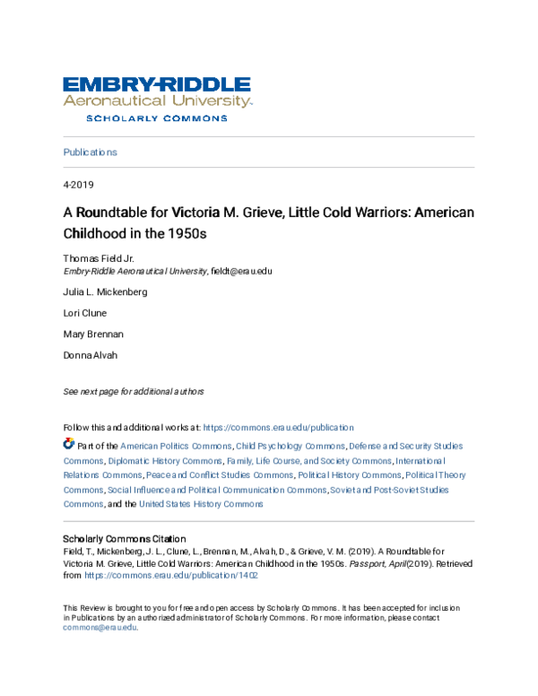 (PDF) A Roundtable for Victoria M. Grieve, Little Cold Warriors ...