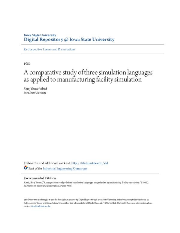 (PDF) A comparative study of three simulation languages as applied to ...