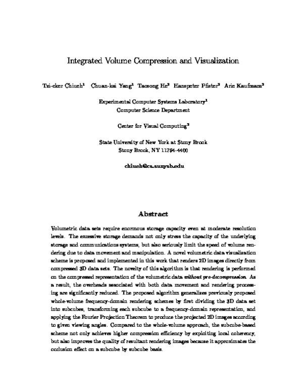 (PDF) Integrated volume compression and visualization