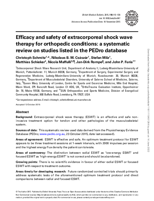 (PDF) Efficacy and safety of extracorporeal shock wave therapy for ...