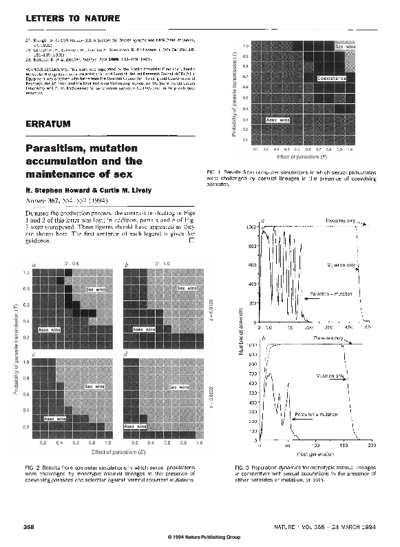 Parasitism, mutation accumulation and the maintenance of sex