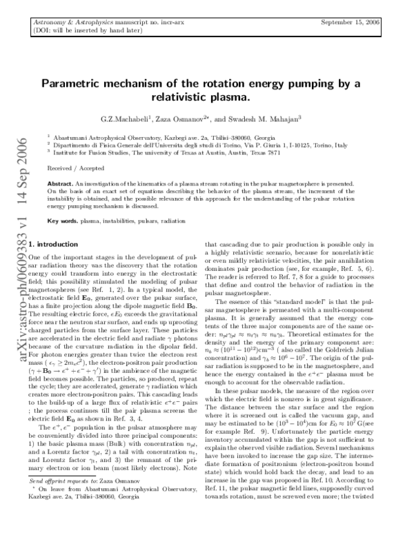 (PDF) Parametric mechanism of the rotation energy pumping by a ...