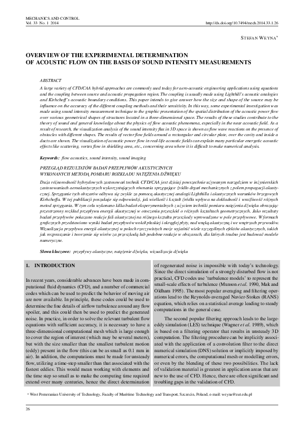 (PDF) Overview of the Experimental Determination of Acoustic Flow on ...