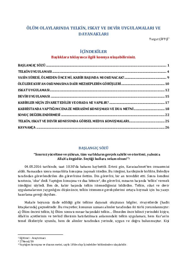 (PDF) Ölüm Olaylarında Telkin, Iskat ve Devir Uygulamaları ve Dayanakları