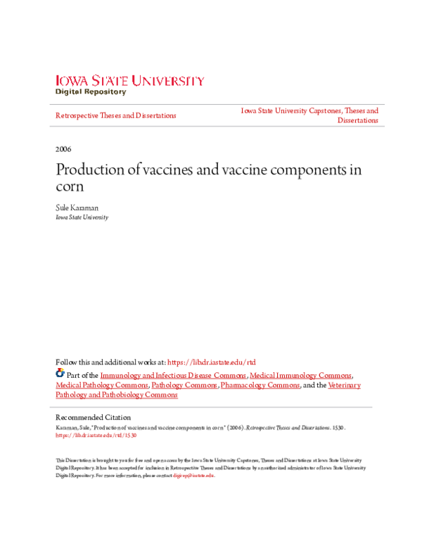 (PDF) Production of vaccines and vaccine components in corn