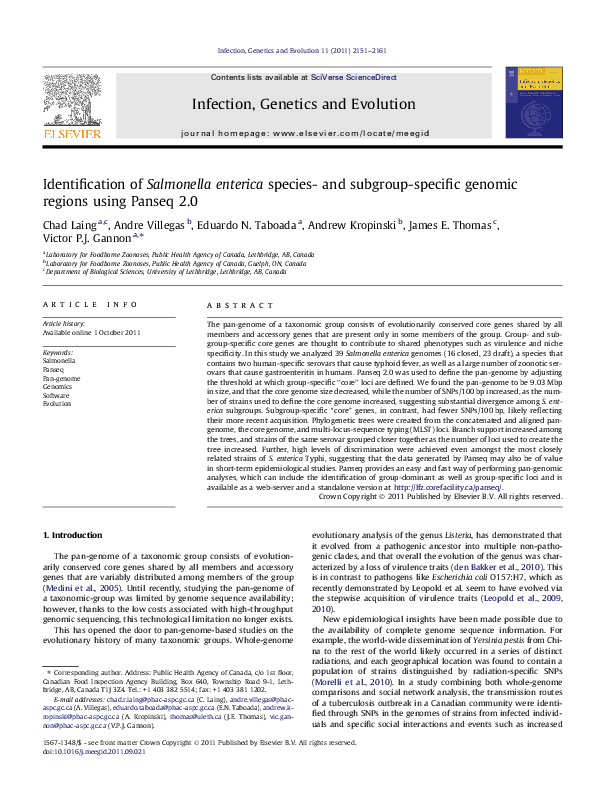 (PDF) Identification of Salmonella enterica species- and subgroup ...