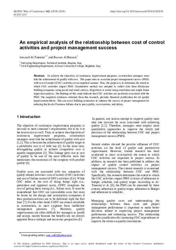 (PDF) An empirical analysis of the relationship between cost of control ...