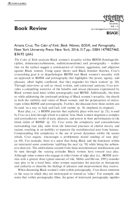 (PDF) Ariane Cruz, The Color of Kink: Black Women, BDSM, and Pornography