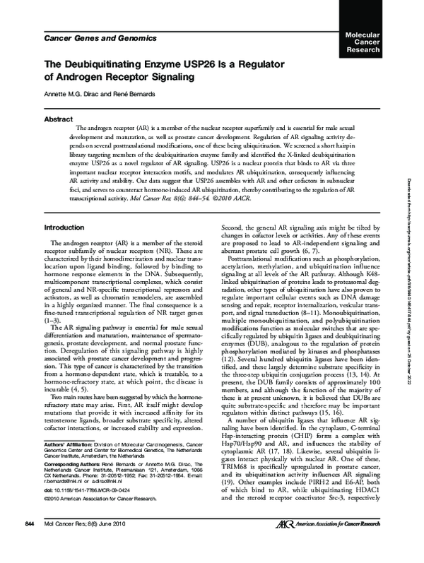 (PDF) The Deubiquitinating Enzyme USP26 Is a Regulator of Androgen ...