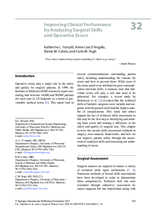 (PDF) Improving Clinical Performance by Analyzing Surgical Skills and ...