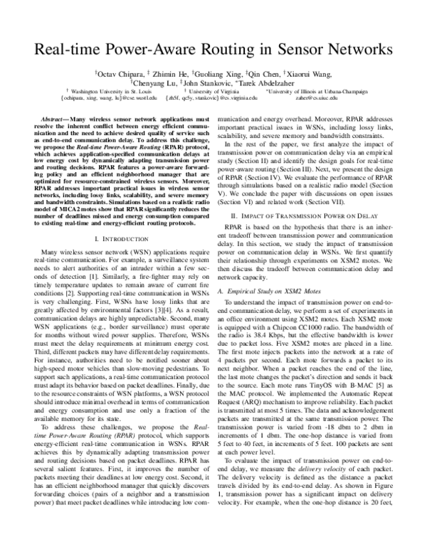 (PDF) Real-time Power-Aware Routing in Sensor Networks
