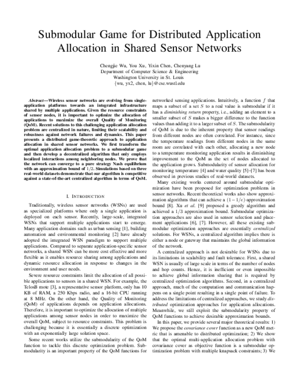 (PDF) Submodular game for distributed application allocation in shared ...