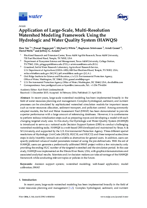 (PDF) Application of Large-Scale, Multi-Resolution Watershed Modeling ...