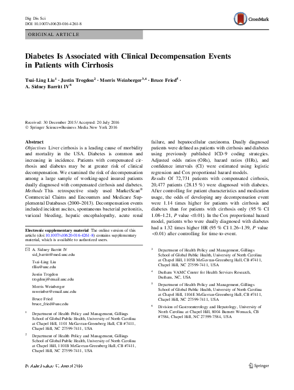(PDF) Diabetes Is Associated with Clinical Decompensation Events in ...