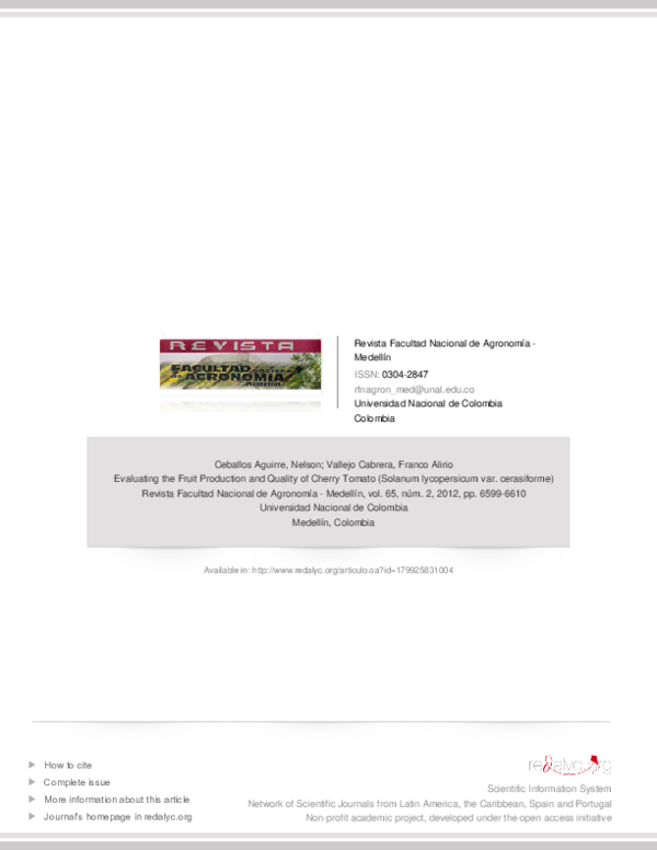 (PDF) EVALUATING THE FRUIT PRODUCTION AND QUALITY OF CHERRY TOMATO ...