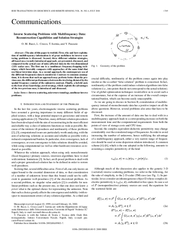 (PDF) Inverse scattering problems with multifrequency data ...