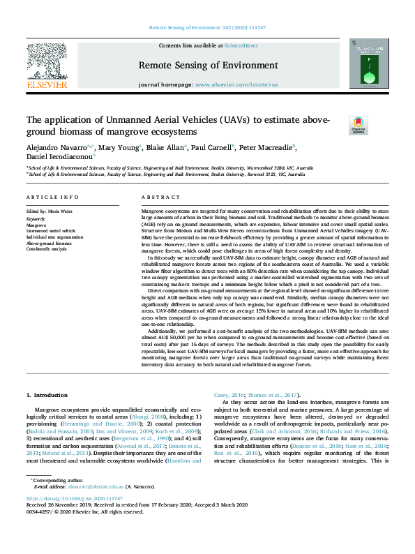 (PDF) The application of Unmanned Aerial Vehicles (UAVs) to estimate ...
