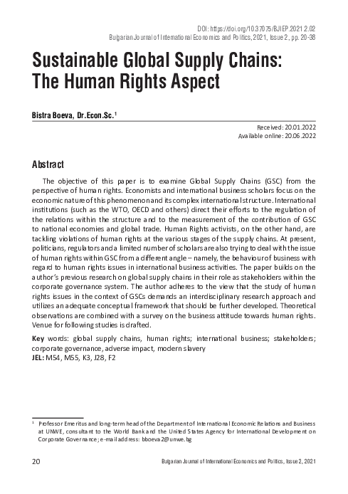 (PDF) Sustainable Global Supply Chains: The Human Rights Aspect
