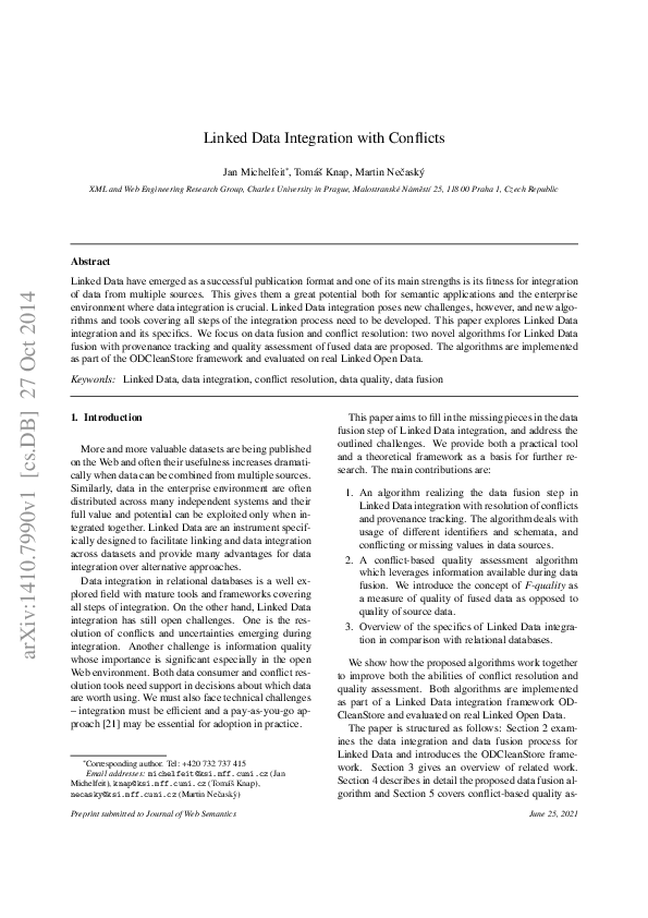 (PDF) Linked Data Integration with Conflicts