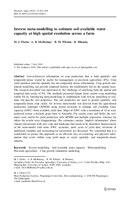 (PDF) Inverse meta-modelling to estimate soil available water capacity ...