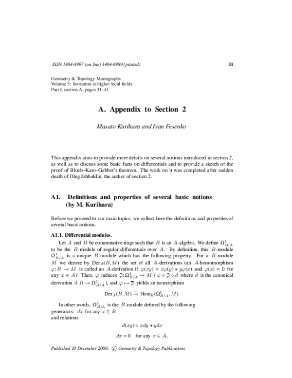 (PDF) Invitation to higher local fields, Part I, section 9: Exponential ...
