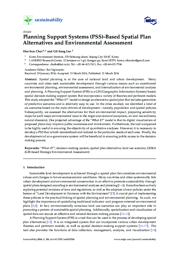 (PDF) Planning Support Systems (PSS)-Based Spatial Plan Alternatives ...