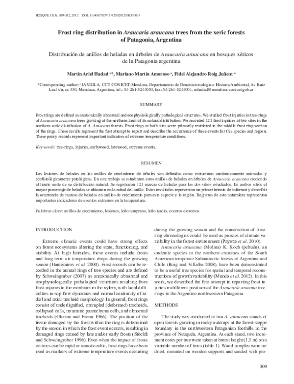 (PDF) Distribución de anillos de heladas en árboles de Araucaria ...