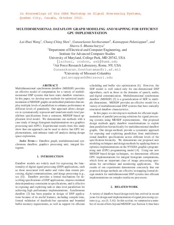 (PDF) Multidimensional Dataflow Graph Modeling and Mapping for ...