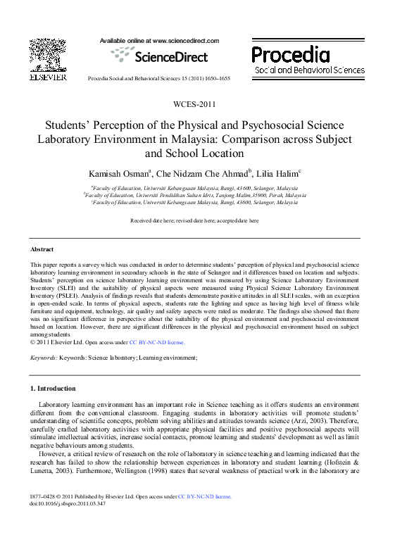 (PDF) Students’ Perception of the Physical and Psychosocial Science ...