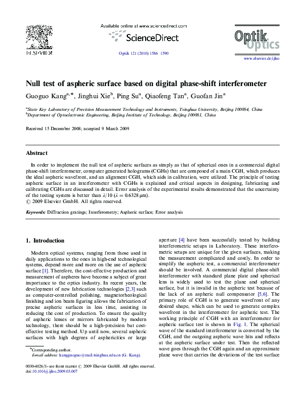 (PDF) Null test of aspheric surface based on digital phase-shift ...