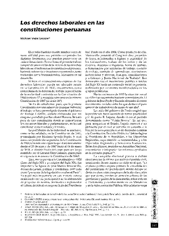 (PDF) Los derechos laborales en las constituciones peruanas