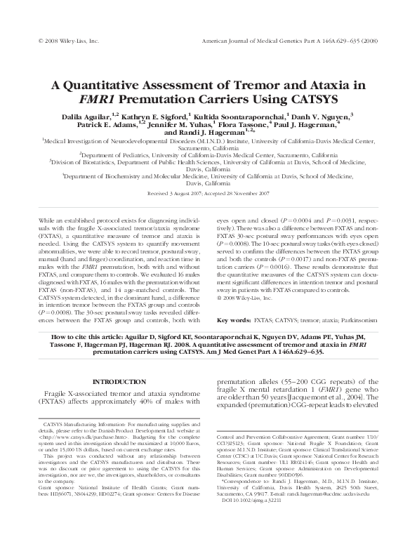 (PDF) A quantitative assessment of tremor and ataxia inFMR1 premutation ...