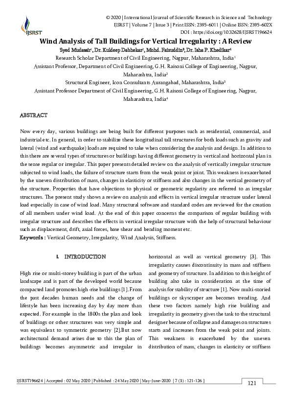 (PDF) Wind Analysis of Tall Buildings for Vertical Irregularity : A Review