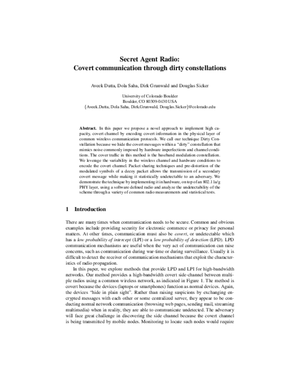 (PDF) Secret Agent Radio: Covert Communication through Dirty Constellations
