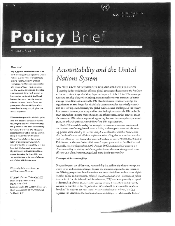 (PDF) Accountability and the United Nations System