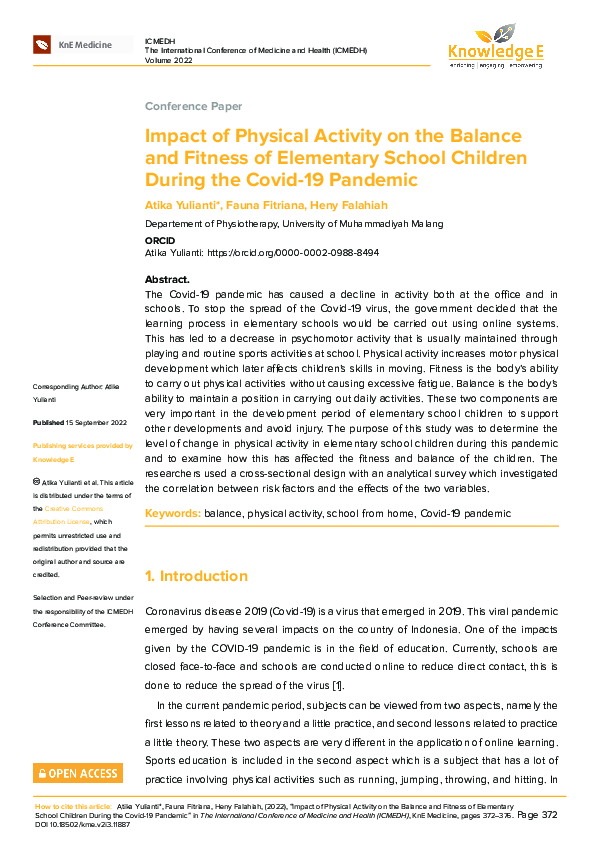 (PDF) Impact of Physical Activity on the Balance and Fitness of ...