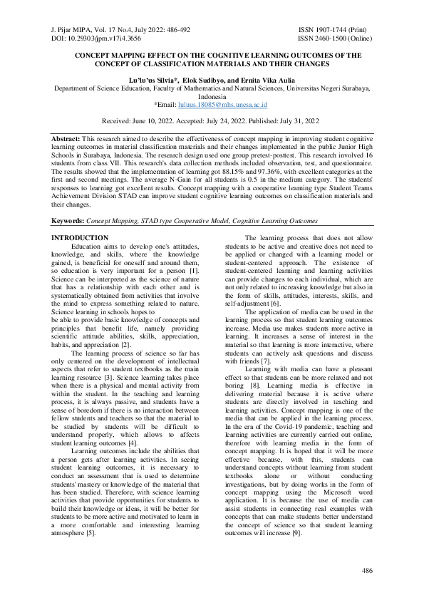 (PDF) Concept mapping effect on the cognitive learning outcomes of the ...
