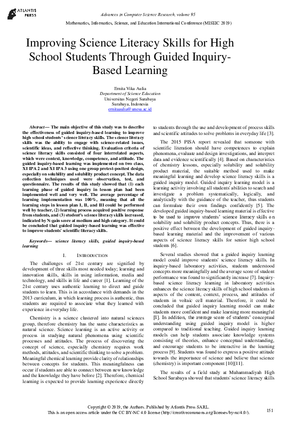 (PDF) Improving Science Literacy Skills for High School Students ...