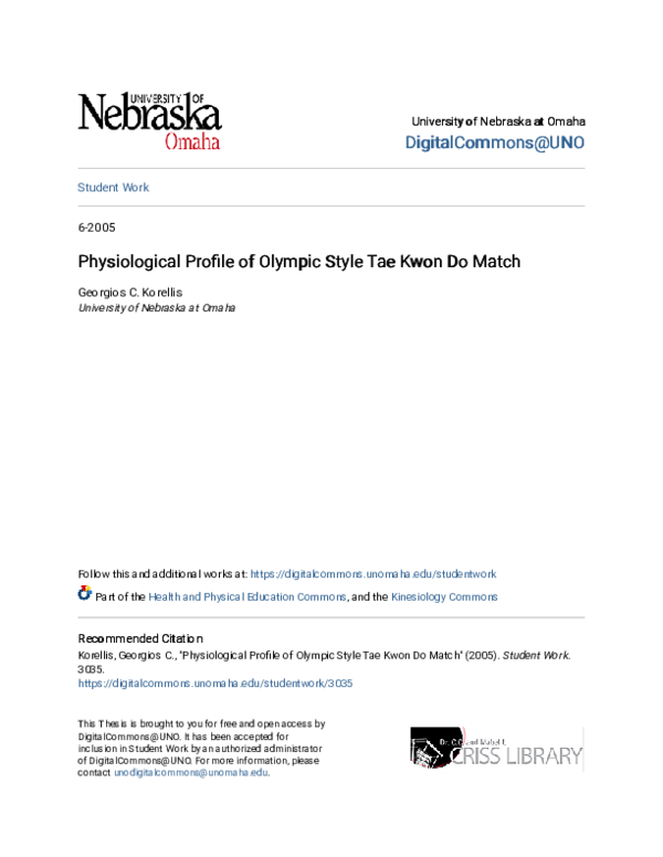 (PDF) Physiological profile of Olympic style Tae Kwon Do match