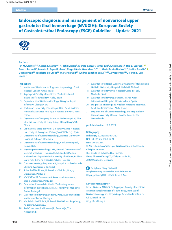 (PDF) Endoscopic diagnosis and management of nonvariceal upper