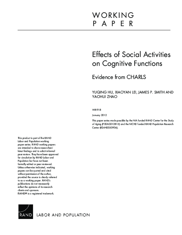 (PDF) Effects of Social Activities on Cognitive Functions: Evidence ...