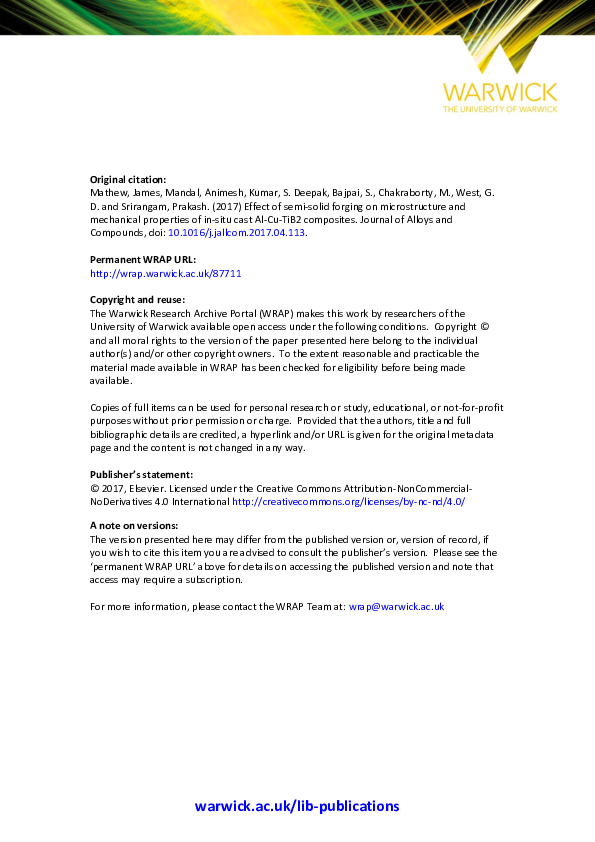 (PDF) Effect of semi-solid forging on microstructure and mechanical ...