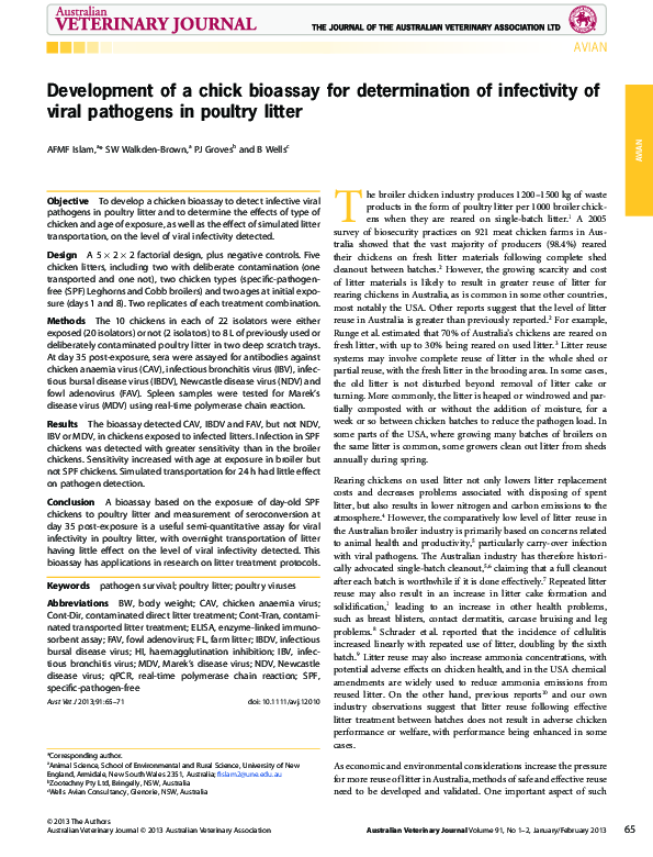 (PDF) Development of a chick bioassay for determination of infectivity ...