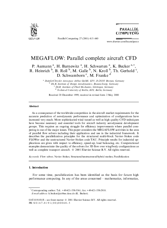 (PDF) MEGAFLOW: Parallel complete aircraft CFD