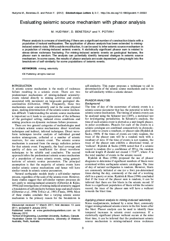 (PDF) Evaluating seismic source mechanism with phasor analysis