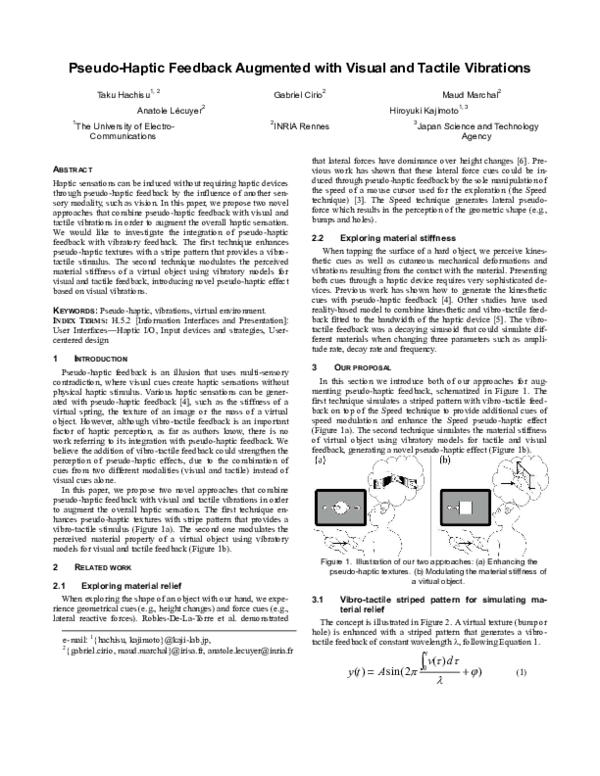 (PDF) Pseudo-haptic feedback augmented with visual and tactile vibrations